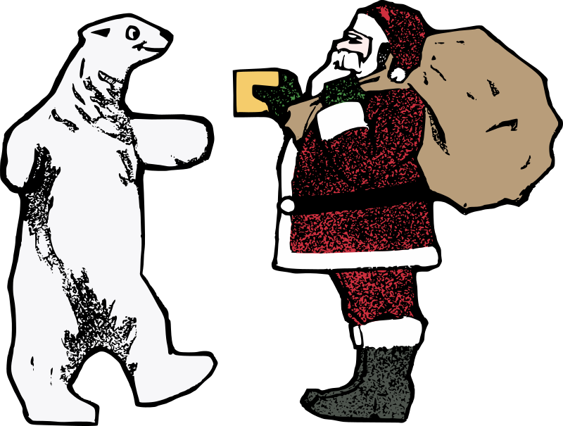 Medium Image - Polar Bear & Santa (800x605), Png Download