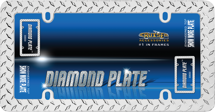 Diamond Plate, Chrome - Cruiser Accessories 30830 Diamond Plate License Plate (800x441), Png Download
