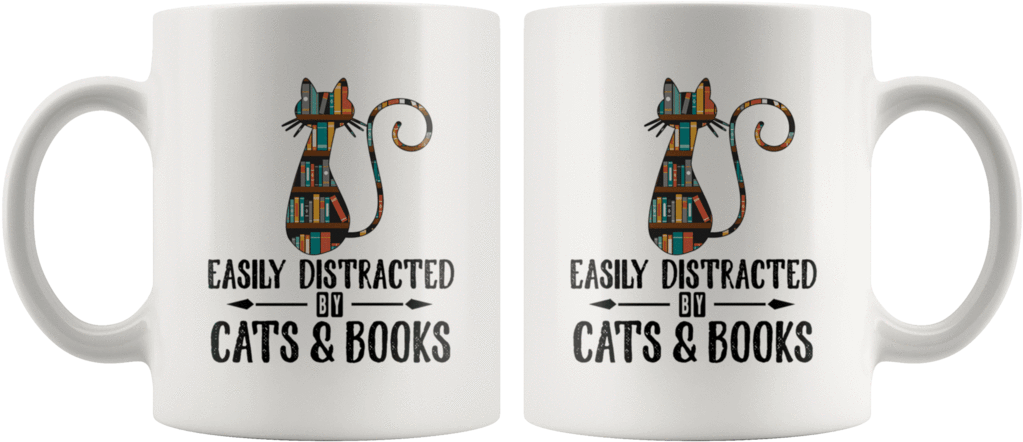 "cats And Books" 11oz White Mug - Mug (1024x1024), Png Download