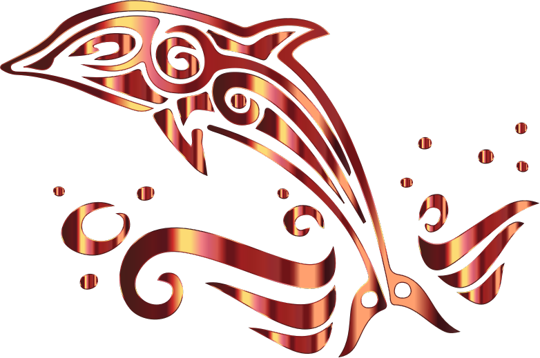 Chromatic Tribal Dolphin 5 No Background - Dolphin Swim Background Clipart (782x519), Png Download