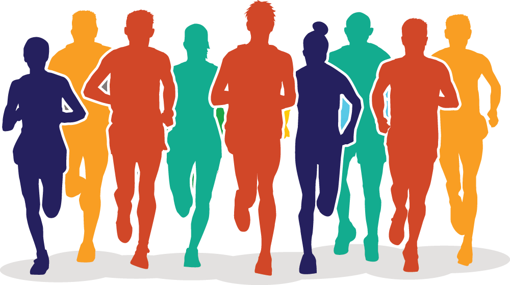 Research Shows That You're More Apt To Eat Better And - Marathon Runners Vector (1000x559), Png Download