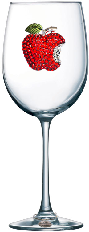 Apple Jeweled Stemmed Wine Glass - Mom Wine Glass Quotes (800x800), Png Download