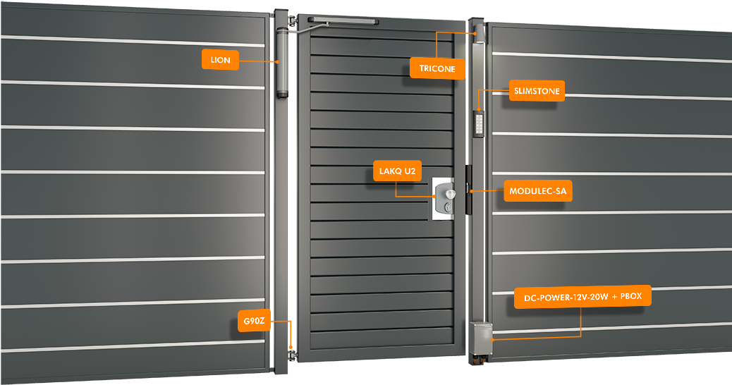 Selfclosing Residential Gate With Electric Keep - Bramy Przesuwne Z Wbudowaną Furtką (1037x583), Png Download