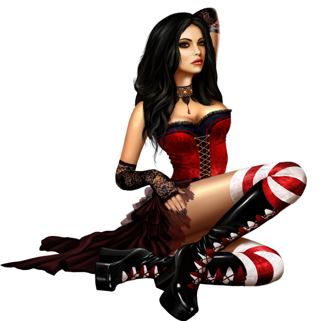 Halloween Sexywoman Sexygirl Girl Woman Redandblack - Girl (664x660), Png Download