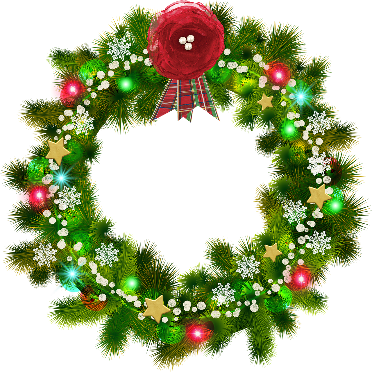 Christmas Wreath, Red Flower, Christmas Snow - Christmas Wreath (720x720), Png Download