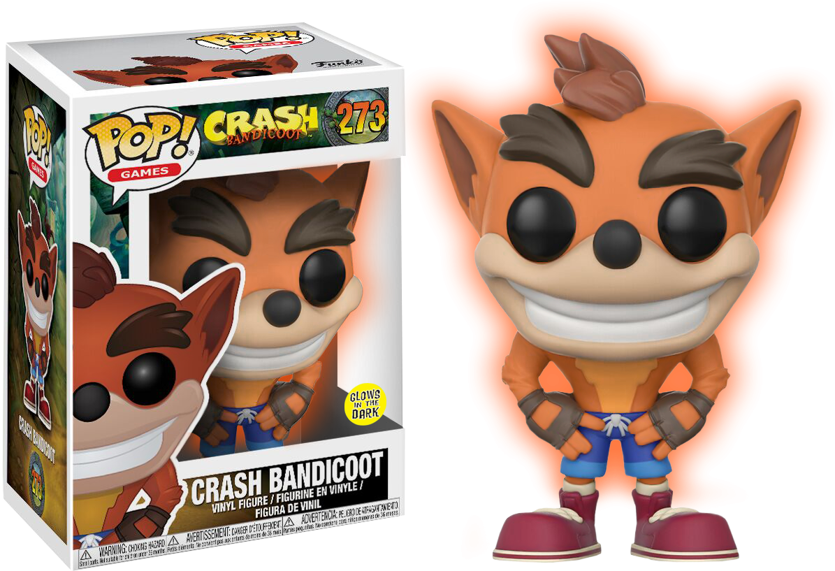 Crash Bandicoot Glow In The Dark Pop Vinyl Figure - Funko Pop Crash Bandicoot (1198x859), Png Download