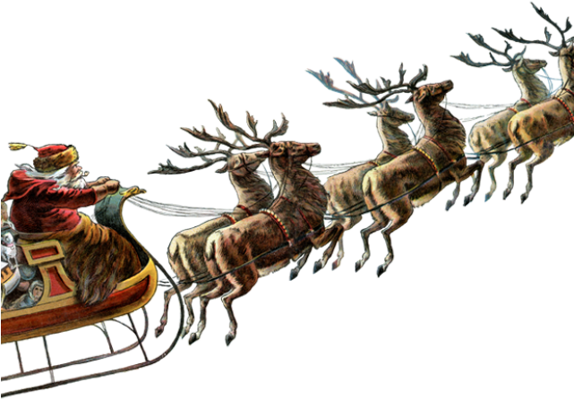 Reindeer Png Transparent Images - Santa Claus Sled Png (640x480), Png Download