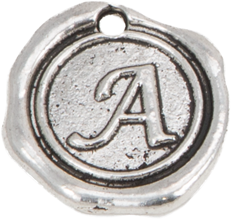 Silver Wax Seal "a" Charm - Emblem (600x600), Png Download