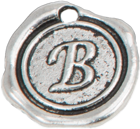 Silver Wax Seal "b" Charm - Circle (600x600), Png Download