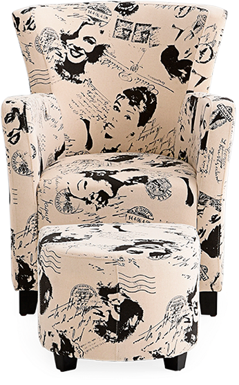 Image For Armchair And Ottoman With Prints Of Marilyn - Tuffet (519x804), Png Download