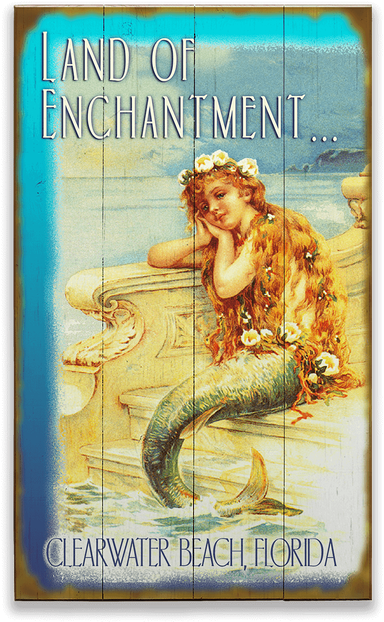 View Zoom Land Of Enchantment Mermaid Sign - Little Mermaid Hans Christian Andersen Vintage Book (730x730), Png Download