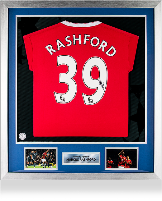 Pre-framed Marcus Rashford Official Uefa Champions - Manchester United F.c. Rashford Signed Shirt (650x665), Png Download