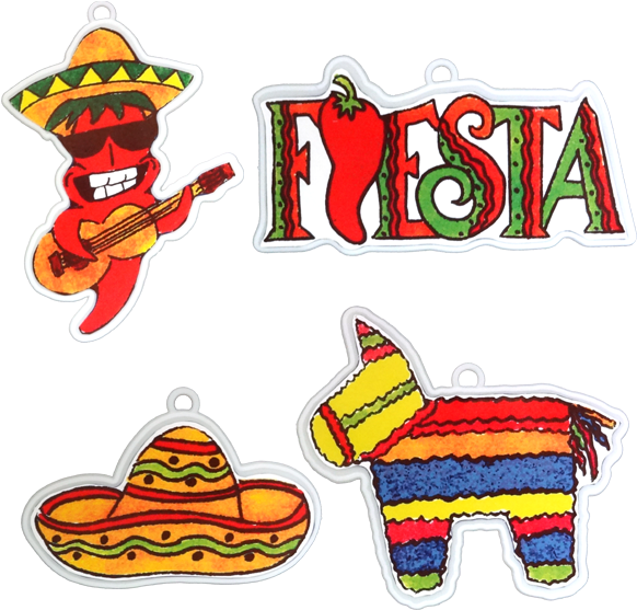 Pack Styles Per Pkg Pinata Pepper Sombrero - Fiesta Party Accessory Pack 4 Designs Per Pkg (600x600), Png Download