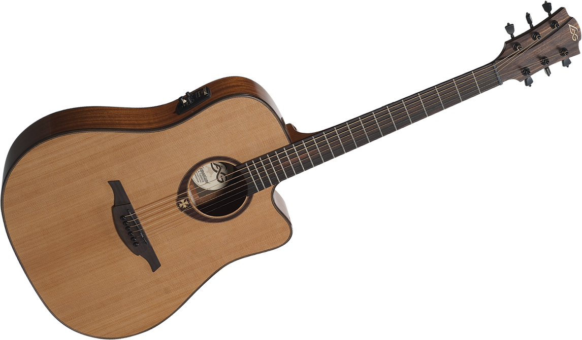 Lag Dreadnought Cutaway Electric Guitar Natural - Lag T100dce Electro-acoustic Guitar, Natural (1146x671), Png Download