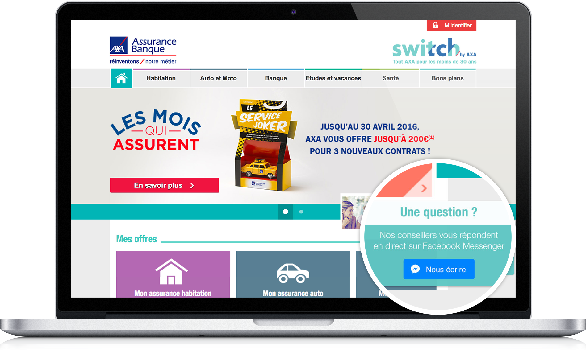 Axa Uses Facebook Messenger - Axa (1900x1175), Png Download