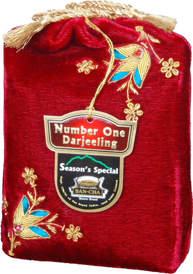 1 Darjeeling Tea In Hand Embroidered Zardozi Velvet - Darjeeling Tea Bags (1000x1000), Png Download