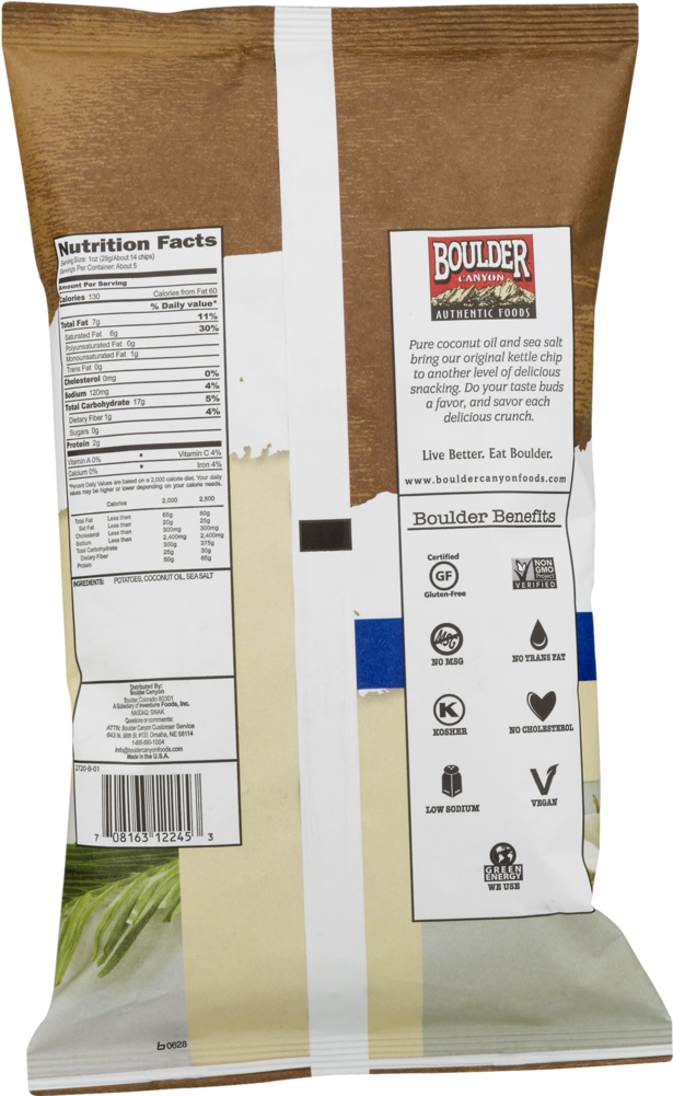 Boulder Canyon Coconut Oil Canyon Cut Kettle Potato - Potato Chip (1000x1000), Png Download