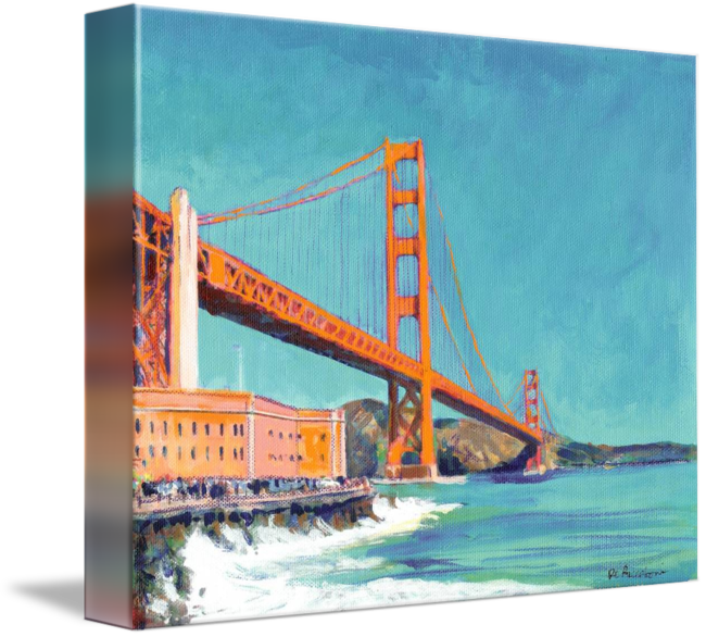 Golden Gate California By - Gallery-wrapped Canvas Art Print 14 X 11 Entitled Golden (650x586), Png Download