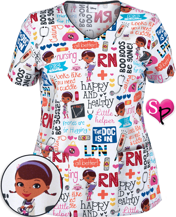Ck680dcd - Tooniforms Doc Mcstuffins V-neck Top (600x720), Png Download