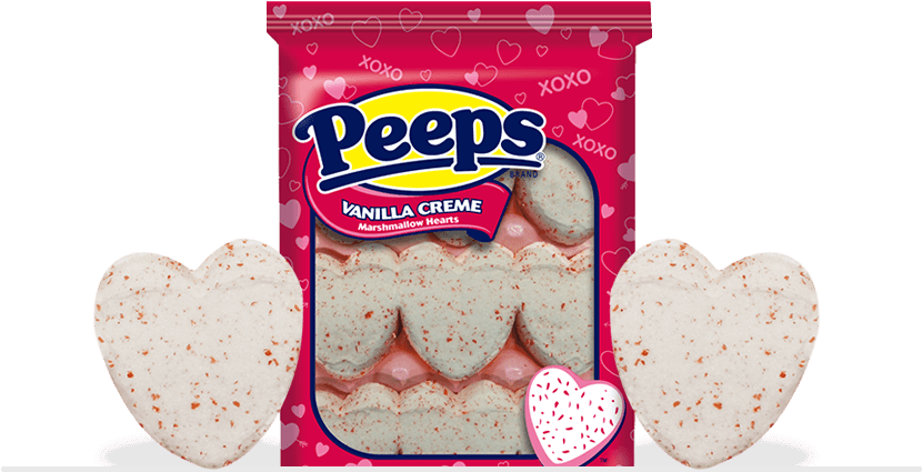 Vanilla Crème Flavored Marshmallow Hearts - Marshmallow Peeps Vanilla Creme Hearts 9ct. (876x425), Png Download