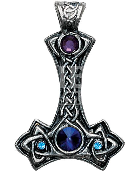 Jeweled Thor's Hammer Necklace - Thor's Hammer Nordic Lights Pendant Necklace (569x569), Png Download