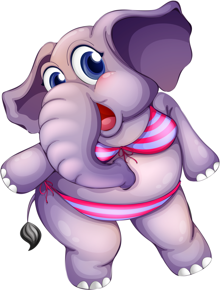 Safari & Zoo - Elephant With Bikini (853x1024), Png Download