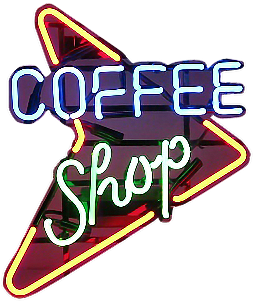 Coffee Shop Sign Neon Niche Moodboard Freetoedit - Coffee Shop Sign Png (560x666), Png Download