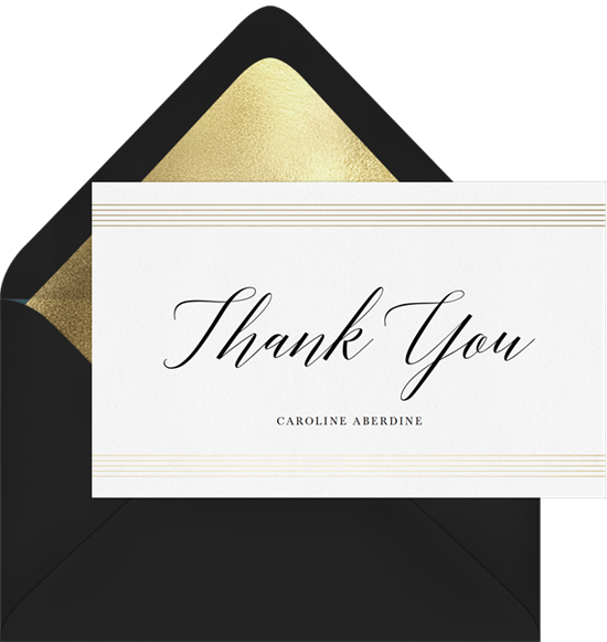 Formal Gold Frame Thank You Note - Thank You For Coming Bar Mitzvah (550x581), Png Download