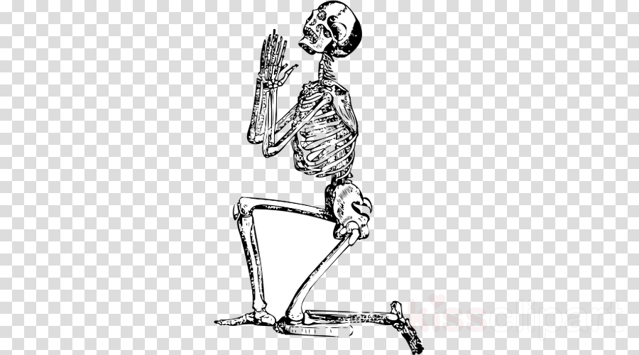 Download Skeleton Praying Png Clipart Human Skeleton - Skull Praying (900x500), Png Download