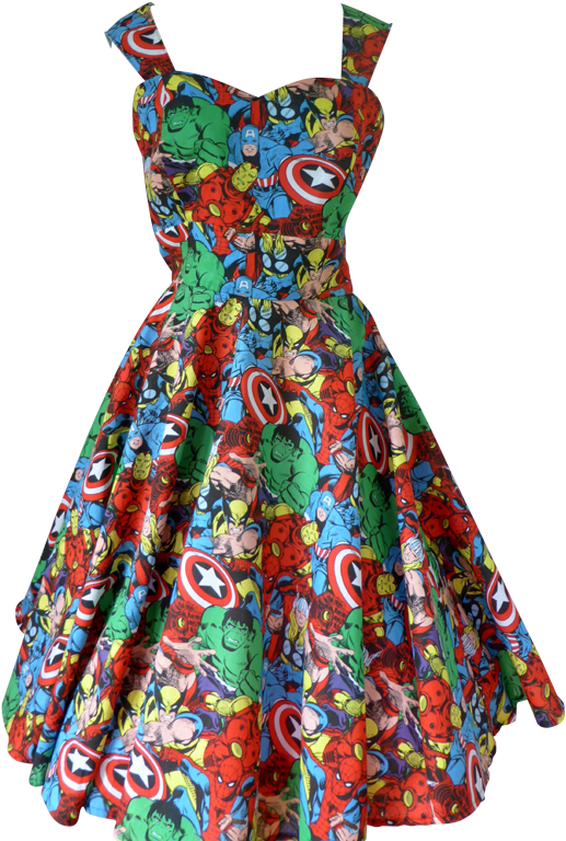 Marvelous Marvel Comics Retro Party Dress Image - Marvel Comic Pack Multi Fabric (700x933), Png Download