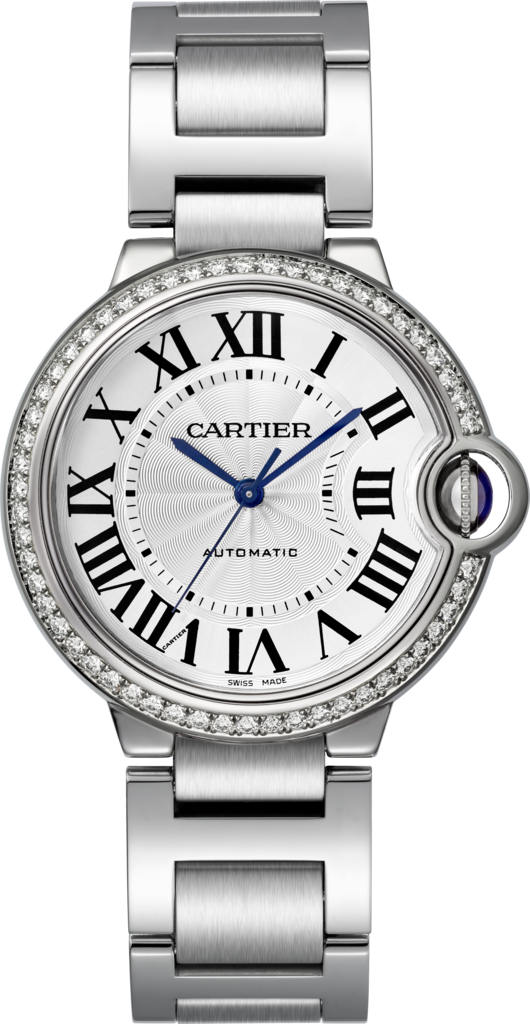 Ballon Bleu De Cartier Watch36 Mm, Steel, Diamonds - Cartier Ballon Bleu (530x1024), Png Download