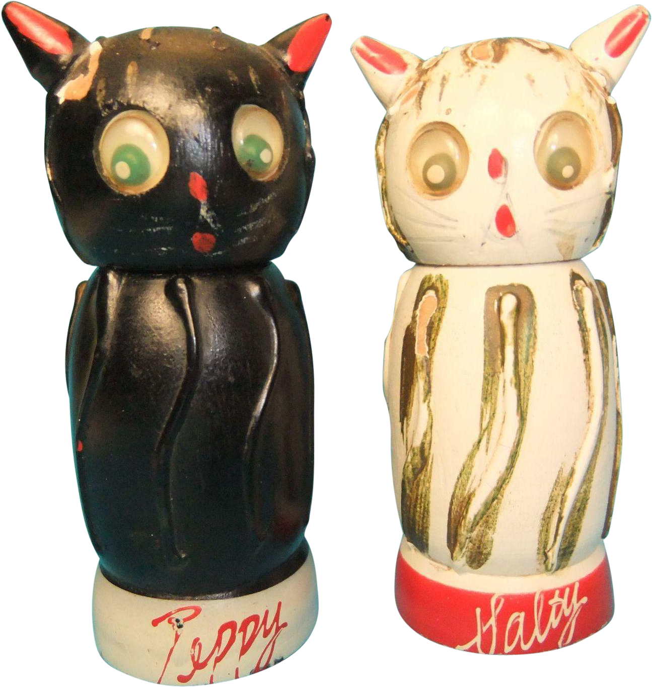 Vintage Wooden Salt And Pepper Shakers, Salty And Peppy, - Salt And Pepper Shakers (1365x1365), Png Download