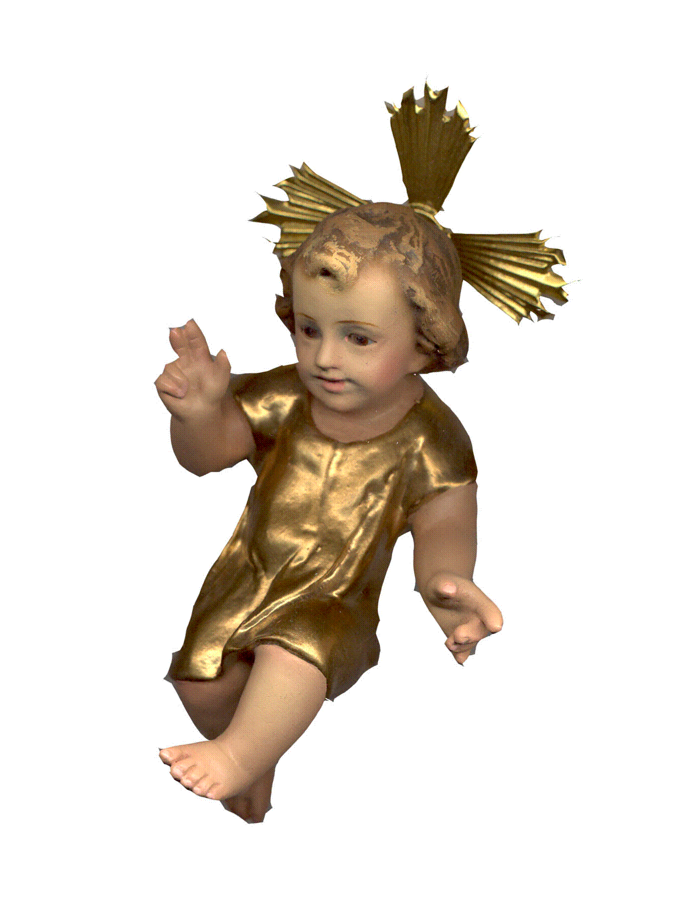 Niño Jesus Vestido Oro - Niños Jesus De Madera (1346x1800), Png Download