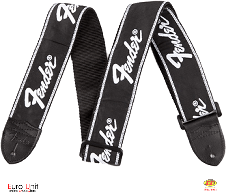 Product Sku - Fender Woven Running Logo Black/silver Guitar Strap (900x900), Png Download