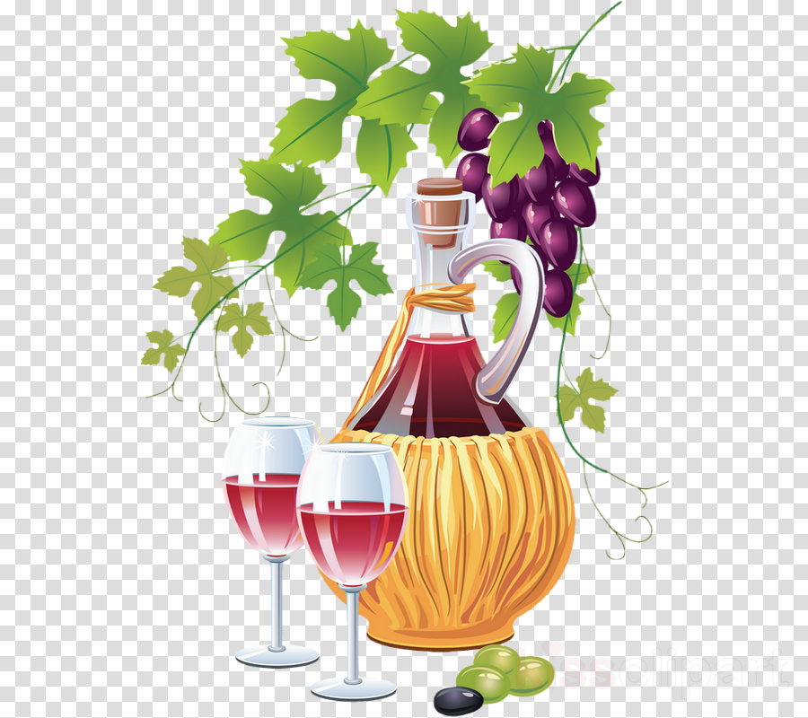 Wine Glass Clipart Red Wine Common Grape Vine - Bottle Of Wine Throw Blanket (900x800), Png Download