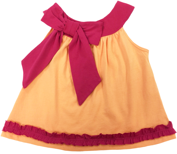 Oversized Bow Neckline With Matching Ruffle Detail - Infant (600x600), Png Download