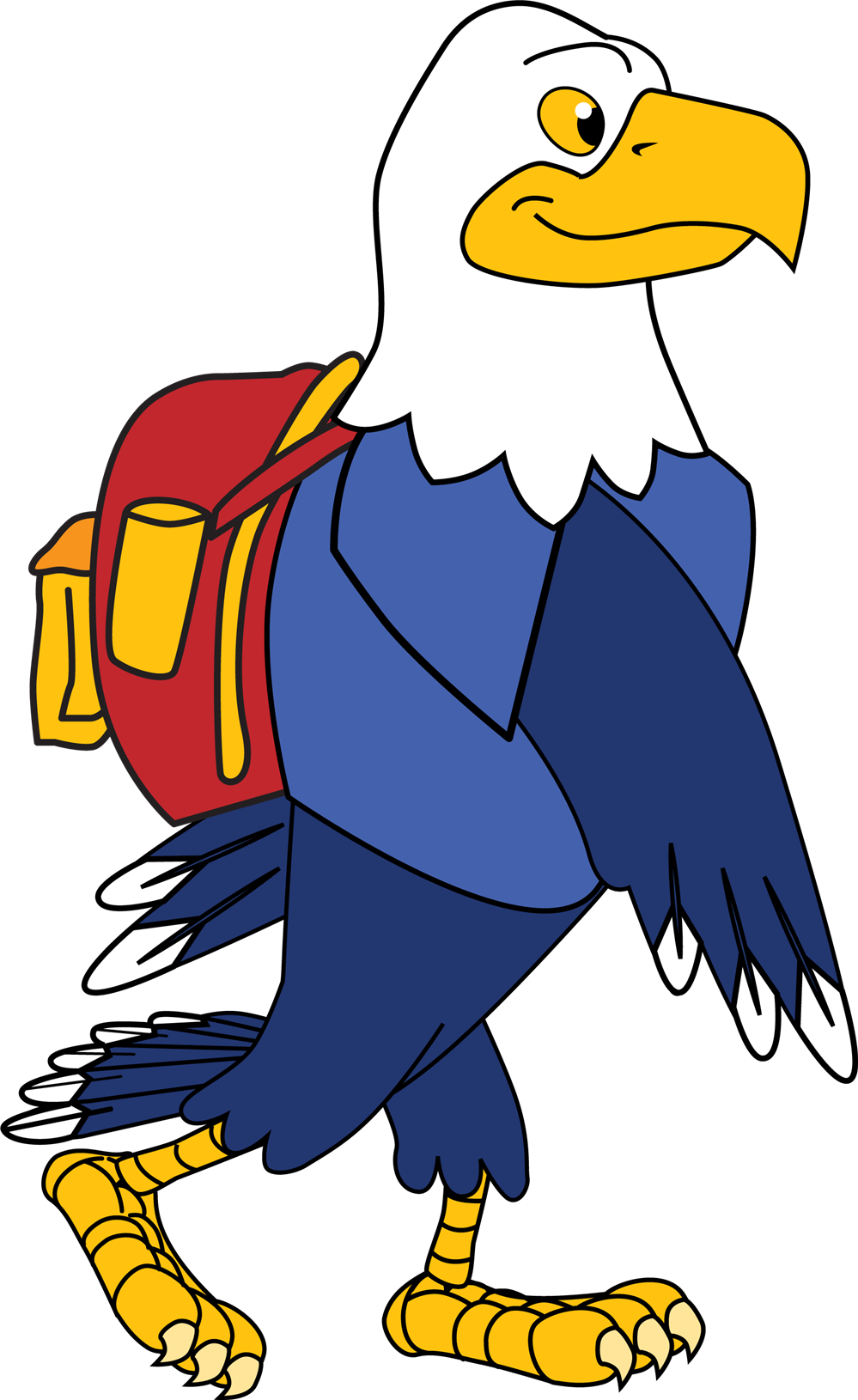 Eagle With Backpack - Cartoon (999x1630), Png Download
