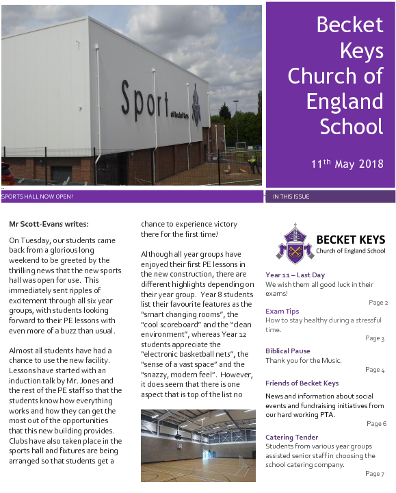 2018 05 11 - Becket Keys Church Of England School (612x792), Png Download