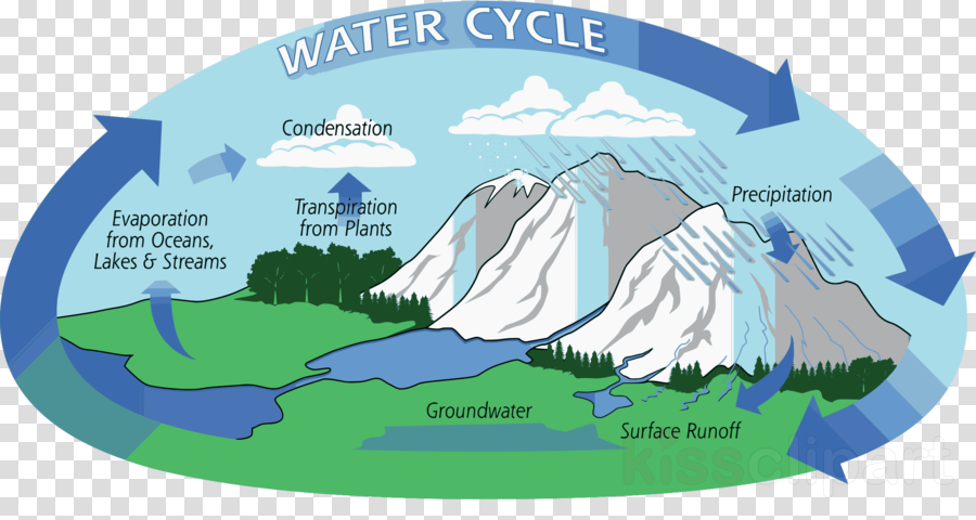 Parts Of The Water Cycle Clipart Water Cycle Global - Natural Water Cycle (900x480), Png Download