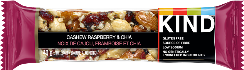 Cashew Raspberry Chia - Kind Raspberry Cashew Chia (1000x427), Png Download