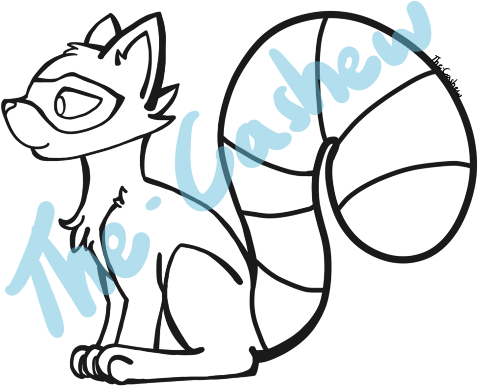 Raccoon Line Art P2u By The Cashew - Raccoon Lineart (1007x793), Png Download