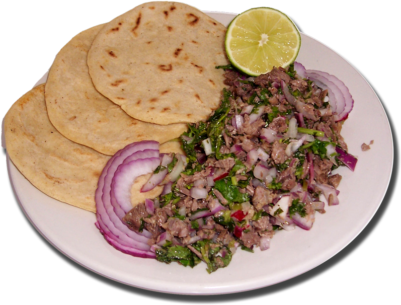 Beef Salad With Tortilla - Salpicon (1000x779), Png Download