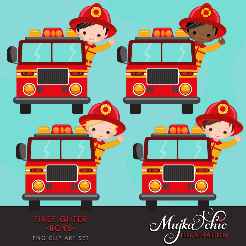 Cute Fireman Boy Clipart (833x833), Png Download