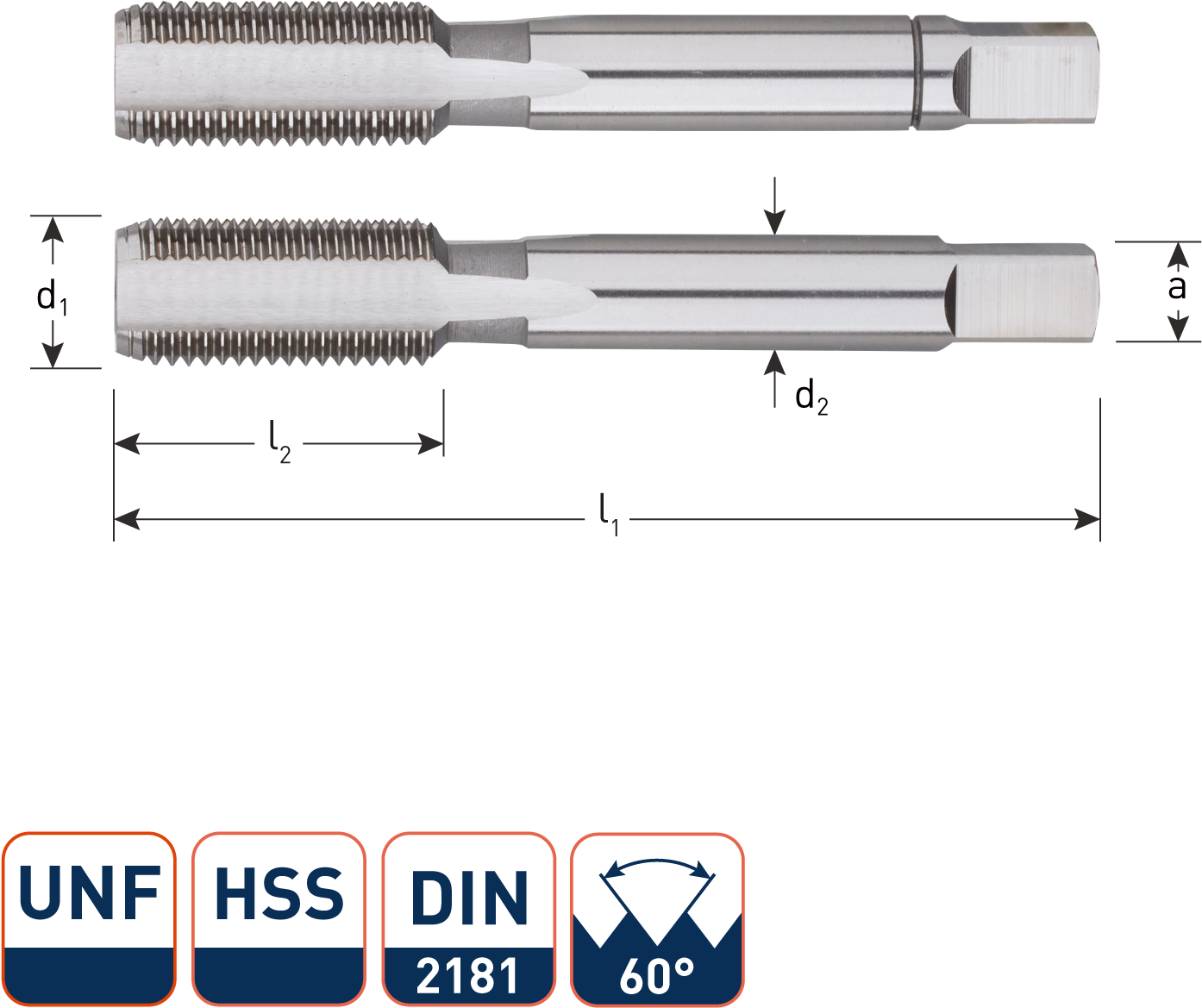 Hss Hand Tap Set, Unified National Fine [unf] - Tap And Die (1560x1300), Png Download