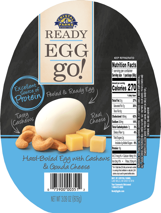 Hard-boiled Egg With Cashews & Gouda Cheese - Crystal Farms Ready Egg Go, With Cashews (613x810), Png Download