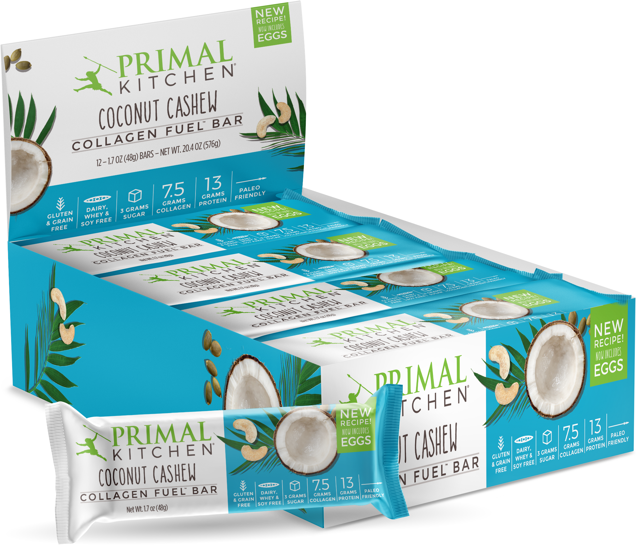 Coconut Cashew Collagen Fuel Bars - Collagen (2048x2048), Png Download
