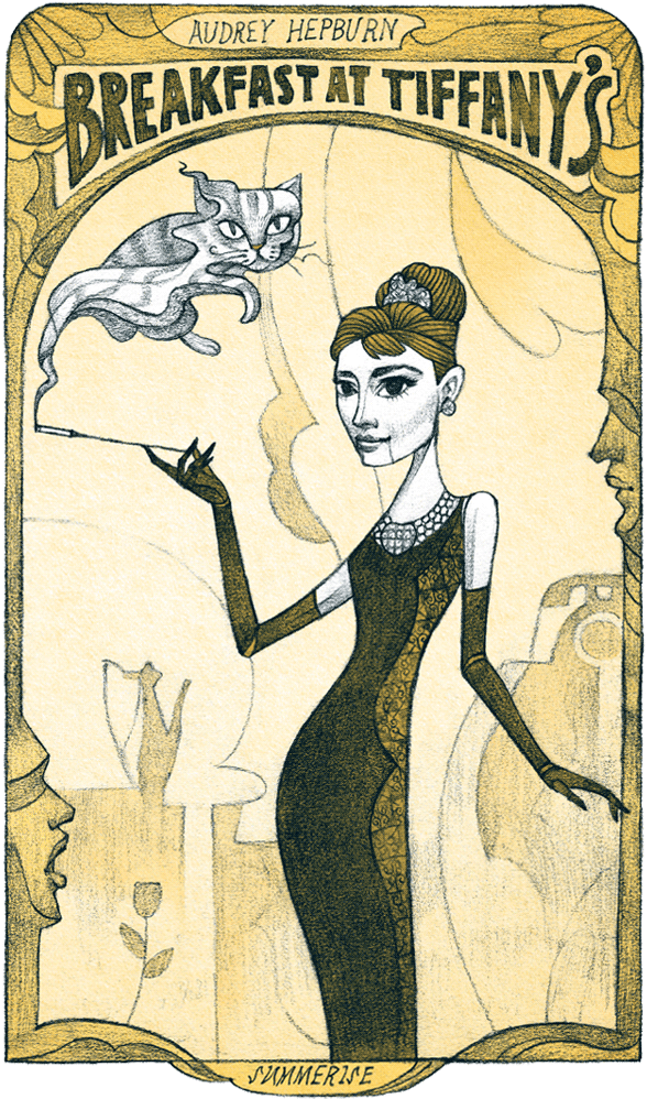 Breakfast At Tiffany's （audrey Hepburn) / 1929-1993 - Cartoon (650x1054), Png Download