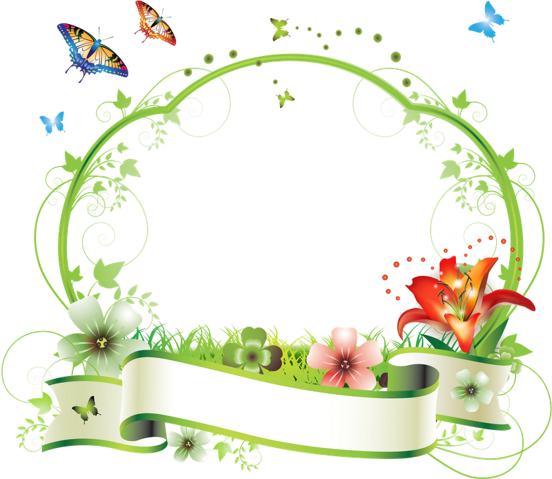 Frame Flower Vector Clipart Borders And Frames Clip - Frame Flower Vector Png (800x693), Png Download