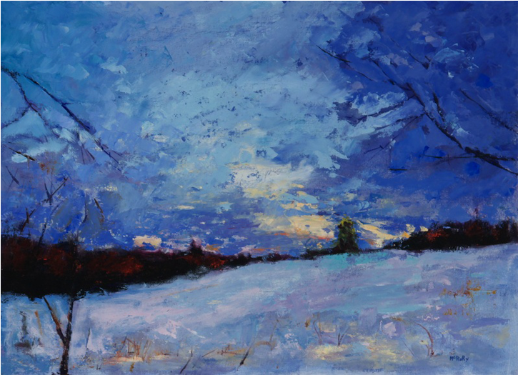 Winter Sunset - Painting (800x800), Png Download
