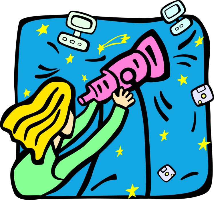 Vector Illustration Of Telescope Sees Information Technology (748x700), Png Download